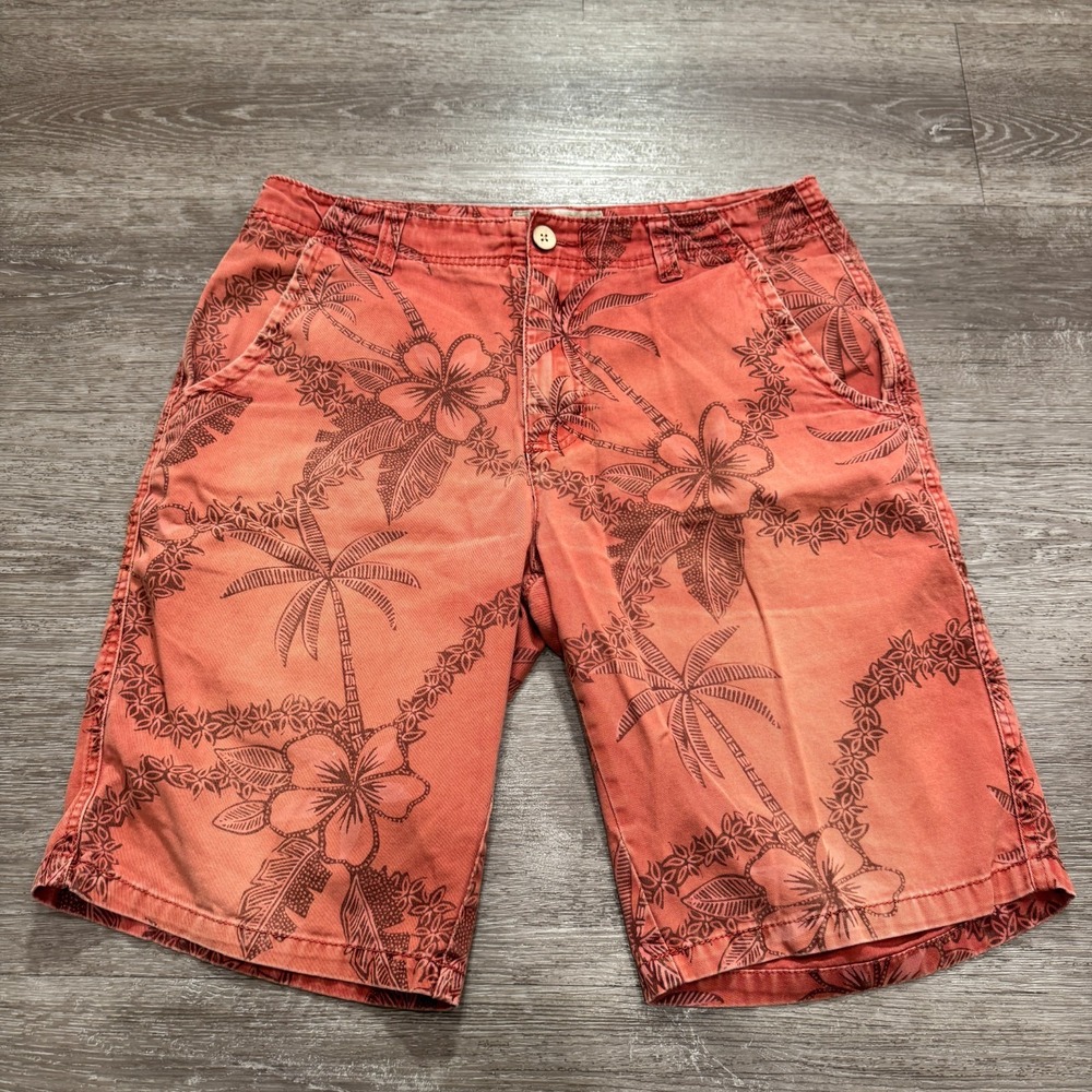 PLUGG Shorts Mens 32 Pink Floral Chino 11" Cotton‎ Vintage Y2K Casual Adult